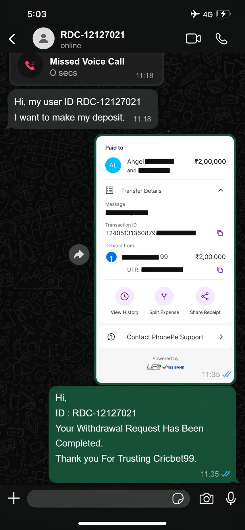 client payment proof