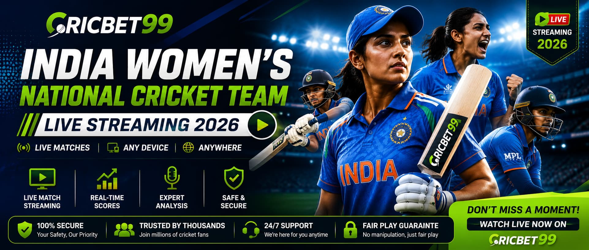 India Women’s National Cricket Team live streaming guide 2026 at Seat Unique Stadium Bristol
