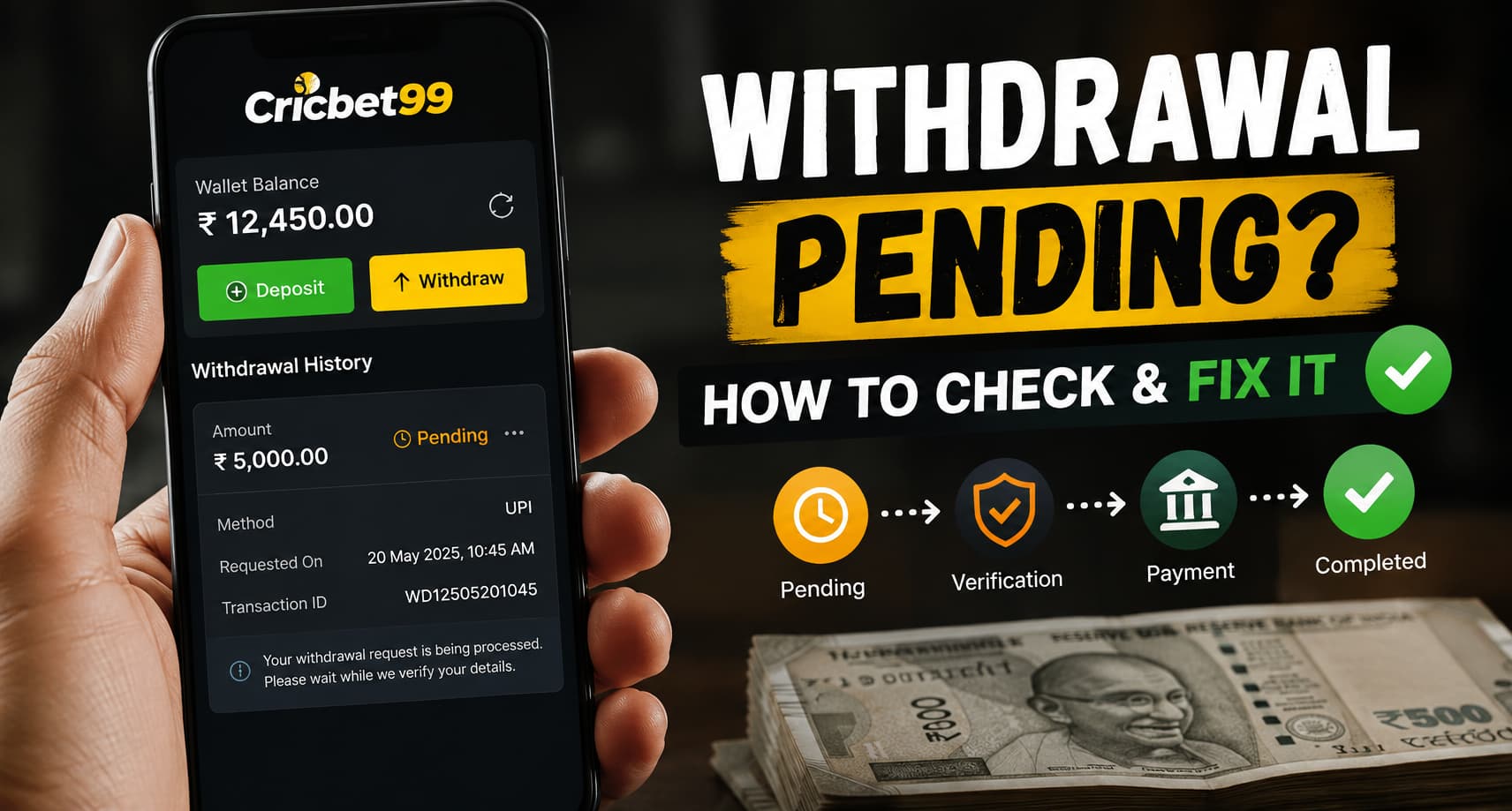Cricbet99 Withdrawal Pending